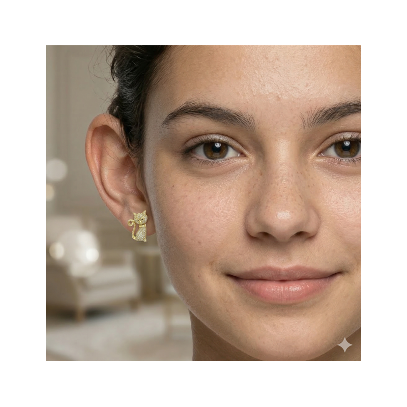 Aretes Gatitos Golden Glow